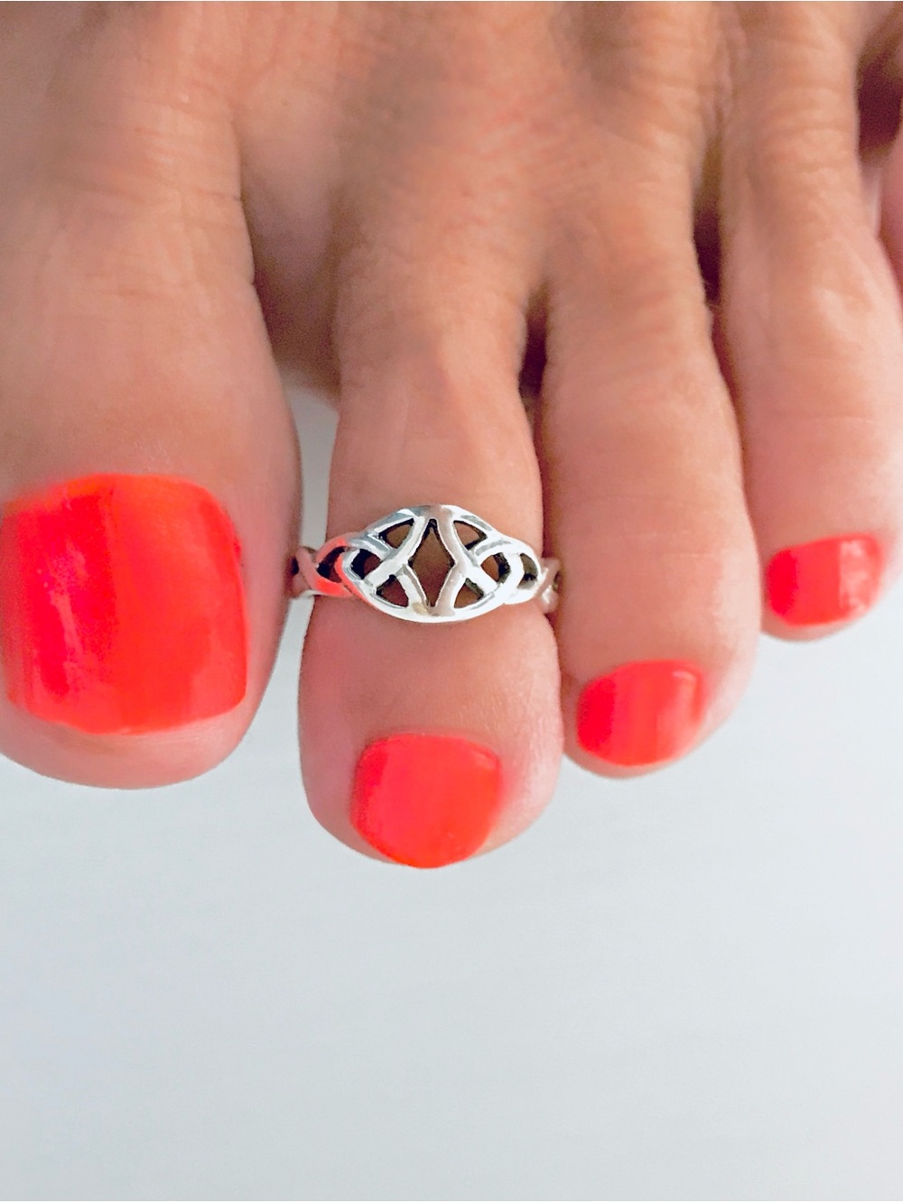 Sterling Silver Double Triquetra Toe Ring, Celtic Knot Silver Rings, Love Knots
